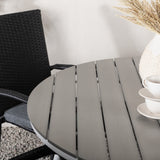 Break - Jídelní stůl kulatý - Bílá / Šedá - Alu / Aintwood - 120ø _1+ Židle Anna - Černá _4