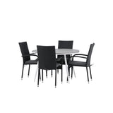 Break - Jídelní stůl kulatý - Bílá / Šedá - Alu / Aintwood - 120ø _1+ Židle Anna - Černá _4