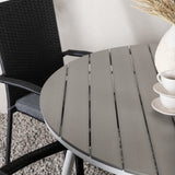 Break - Jídelní stůl kulatý - Bílá / Šedá - Alu / Aintwood - 120ø _1+ Židle Anna - Černá _4