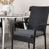 Break - Jídelní stůl kulatý - Bílá / Šedá - Alu / Aintwood - 120ø _1+ Židle Anna - Černá _4