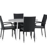 Break - Jídelní stůl kulatý - Bílá / Šedá - Alu / Aintwood - 120ø _1+ Židle Anna - Černá _4