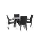 Break - Jídelní stůl kulatý - Bílá / Šedá - Alu / Aintwood - 120ø _1+ Židle Anna - Černá _4