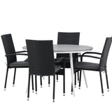 Break - Jídelní stůl kulatý - Bílá / Šedá - Alu / Aintwood - 120ø _1+ Židle Anna - Černá _4