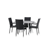 Break - Jídelní stůl kulatý - Bílá / Šedá - Alu / Aintwood - 120ø _1+ Židle Anna - Černá _4