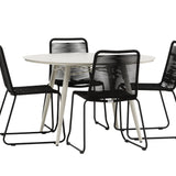 Lina Jídelní stůl - Béžový - Kulatý 120 cm _1+ Lindos Stohovací židle - Black Alu / Black Rope _4