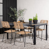 Togo - Jídelní stůl - Černá / Teak - Allu / Teak - 150*100 _1+ Lindos - Křeslo - Black Alu / Latte Latte _4