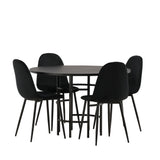 Jídelní stůl Copenhagen – černá / černá dýha + jídelní židle Polar – černé nohy / černý samet _4