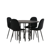 Jídelní stůl Copenhagen – černá / černá dýha + jídelní židle Polar – černé nohy / černý samet _4