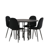 Jídelní stůl Copenhagen – černá / černá dýha + jídelní židle Polar – černé nohy / černý samet _4