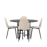 Jídelní stůl Copenhagen – černá / černá dýha + jídelní židle Polar – černé nohy / béžový samet _4