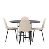 Jídelní stůl Copenhagen – černá / černá dýha + jídelní židle Polar – černé nohy / béžový samet _4