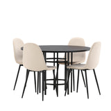 Jídelní stůl Copenhagen – černá / černá dýha + jídelní židle Polar – černé nohy / béžový samet _4