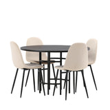 Jídelní stůl Copenhagen – černá / černá dýha + jídelní židle Polar – černé nohy / béžový samet _4
