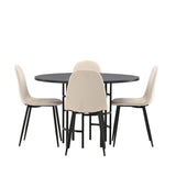 Jídelní stůl Copenhagen – černá / černá dýha + jídelní židle Polar – černé nohy / béžový samet _4