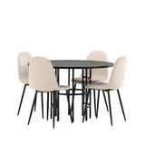 Jídelní stůl Copenhagen – černá / černá dýha + jídelní židle Polar – černé nohy / béžový samet _4
