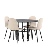 Jídelní stůl Copenhagen – černá / černá dýha + jídelní židle Polar – černé nohy / béžový samet _4