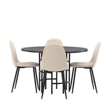 Jídelní stůl Copenhagen – černá / černá dýha + jídelní židle Polar – černé nohy / béžový samet _4