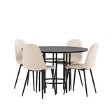 Jídelní stůl Copenhagen – černá / černá dýha + jídelní židle Polar – černé nohy / béžový samet _4