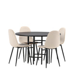 Jídelní stůl Copenhagen – černá / černá dýha + jídelní židle Polar – černé nohy / béžový samet _4