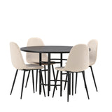 Jídelní stůl Copenhagen – černá / černá dýha + jídelní židle Polar – černé nohy / béžový samet _4