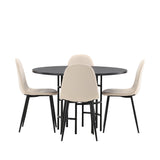 Jídelní stůl Copenhagen – černá / černá dýha + jídelní židle Polar – černé nohy / béžový samet _4