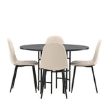 Jídelní stůl Copenhagen – černá / černá dýha + jídelní židle Polar – černé nohy / béžový samet _4