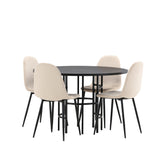 Jídelní stůl Copenhagen – černá / černá dýha + jídelní židle Polar – černé nohy / béžový samet _4