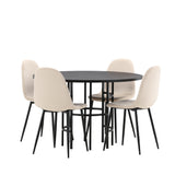 Jídelní stůl Copenhagen – černá / černá dýha + jídelní židle Polar – černé nohy / béžový samet _4