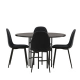 Jídelní stůl Copenhagen – černá / černá dýha + jídelní židle Polar – černé nohy – černá látka _4