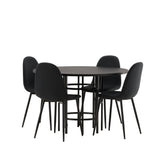 Jídelní stůl Copenhagen – černá / černá dýha + jídelní židle Polar – černé nohy – černá látka _4