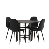 Jídelní stůl Copenhagen – černá / černá dýha + jídelní židle Polar – černé nohy – černá látka _4