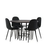 Jídelní stůl Copenhagen – černá / černá dýha + jídelní židle Polar – černé nohy – černá látka _4
