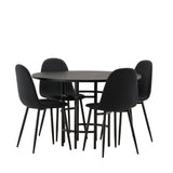Jídelní stůl Copenhagen – černá / černá dýha + jídelní židle Polar – černé nohy – černá látka _4