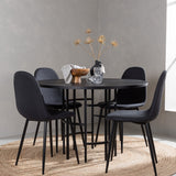 Jídelní stůl Copenhagen – černá / černá dýha + jídelní židle Polar – černé nohy – černá látka _4