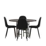 Jídelní stůl Copenhagen – černá / černá dýha + jídelní židle Polar – černé nohy – černá látka _4