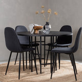 Jídelní stůl Copenhagen – černá / černá dýha + jídelní židle Polar – černé nohy – černá látka _4