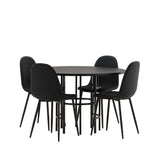 Jídelní stůl Copenhagen – černá / černá dýha + jídelní židle Polar – černé nohy – černá látka _4