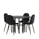 Jídelní stůl Copenhagen – černá / černá dýha + jídelní židle Polar – černé nohy – černá látka _4