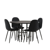 Jídelní stůl Copenhagen – černá / černá dýha + jídelní židle Polar – černé nohy – černá látka _4