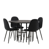 Jídelní stůl Copenhagen – černá / černá dýha + jídelní židle Polar – černé nohy – černá látka _4
