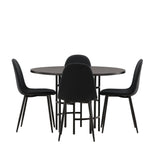 Jídelní stůl Copenhagen – černá / černá dýha + jídelní židle Polar – černé nohy – černá látka _4