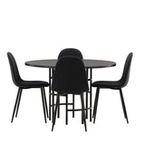 Jídelní stůl Copenhagen – černá / černá dýha + jídelní židle Polar – černé nohy – černá látka _4
