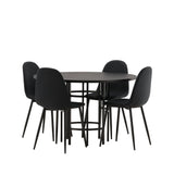 Jídelní stůl Copenhagen – černá / černá dýha + jídelní židle Polar – černé nohy – černá látka _4