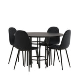 Jídelní stůl Copenhagen – černá / černá dýha + jídelní židle Polar – černé nohy – černá látka _4