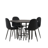 Jídelní stůl Copenhagen – černá / černá dýha + jídelní židle Polar – černé nohy – černá látka _4