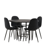 Jídelní stůl Copenhagen – černá / černá dýha + jídelní židle Polar – černé nohy – černá látka _4