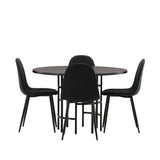 Jídelní stůl Copenhagen – černá / černá dýha + jídelní židle Polar – černé nohy – černá látka _4