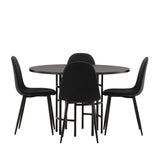 Jídelní stůl Copenhagen – černá / černá dýha + jídelní židle Polar – černé nohy – černá látka _4