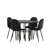 Jídelní stůl Copenhagen – černá / černá dýha + jídelní židle Polar – černé nohy – černá látka _4