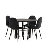 Jídelní stůl Copenhagen – černá / černá dýha + jídelní židle Polar – černé nohy – černá látka _4